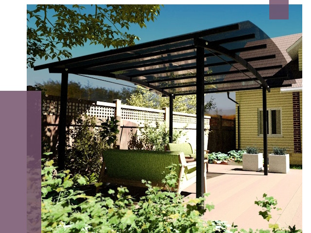 Навесы для террасы в Чехове от 12963 руб. под ключ | ПРОЛЁТ-Чхв