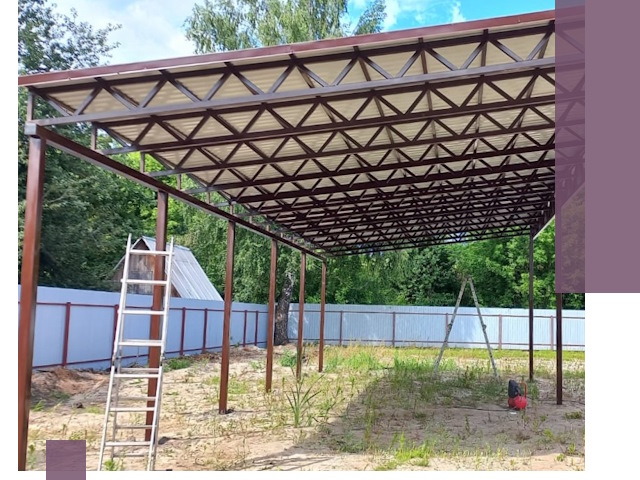 Односкатные навесы под ключ в Чехове — изготовление и монтаж