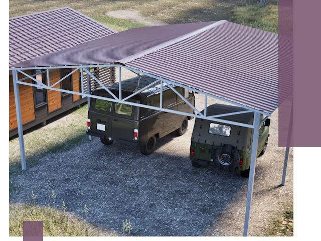 Двускатные навесы под ключ в Чехове — изготовление и монтаж